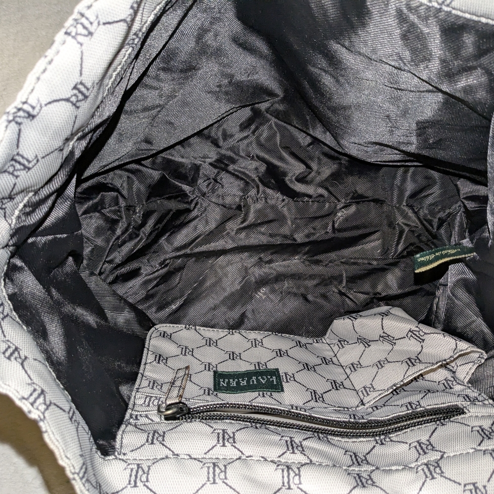 $PRICE DROP$-Ralph Lauren Gray Geometric Tote Bag - Picture 7 of 8